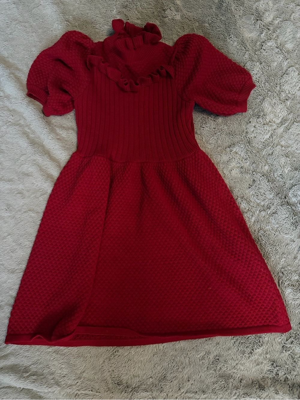 Janie and Jack Red Knit Ruffle-Trim Dress